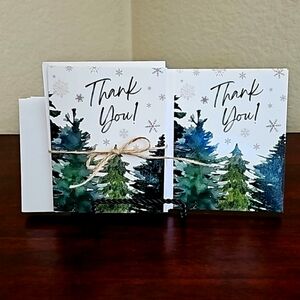 New Watercolor Premium Gloss Thank You Cards, Pack of 12 (Includes 13 envelopes)
